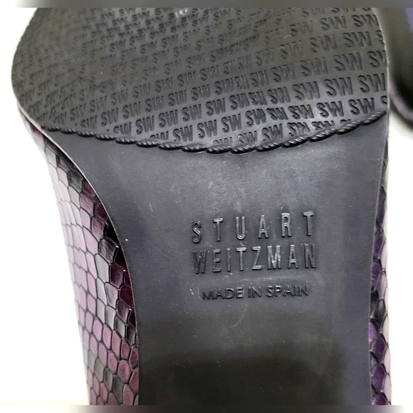 Stuart Weitzman Womens‎ Iridescent Purple Snake Print Leather Heels 9.5N NWOB - Picture 7 of 15